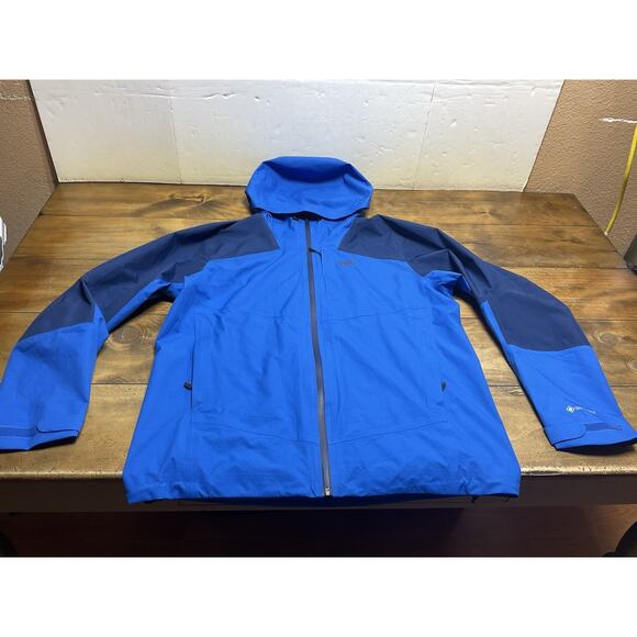 REI Co-op Jacket Mens Medium Blue Xerodry GTX GoreTex Rain Water Resistant